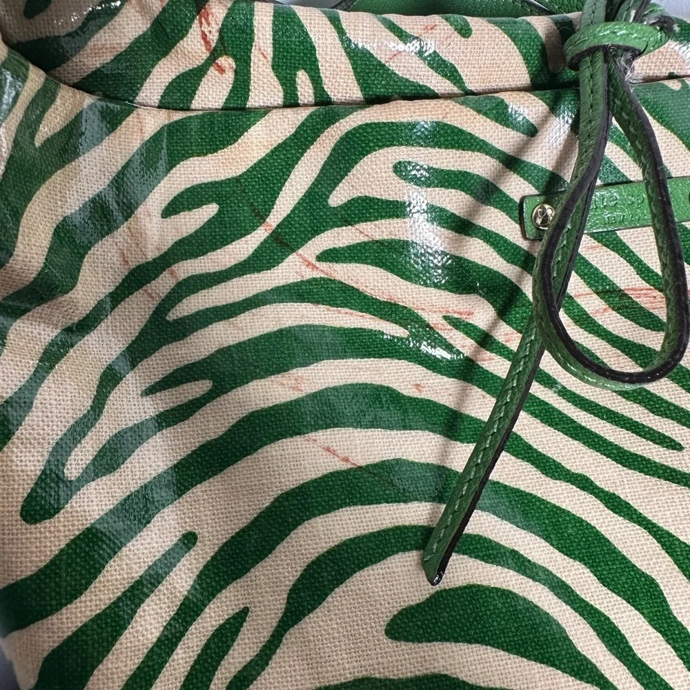 Kate Spade Green Cream Zebra Print Handbag - Picture 6 of 8
